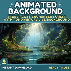 Animated Forest Pond Vtuber Background: Cozy Green Nature Stream (Digital Download)