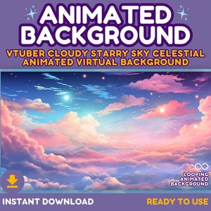 Pastel Starry Sky Animated Vtuber Background (MP4 Digital Download)
