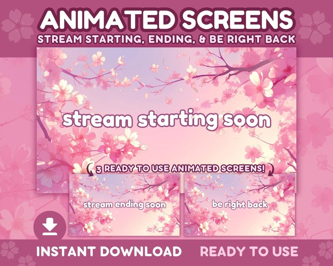 ANIMATED Twitch Screens Sakura Cherry Blossom / Stream Starting Soon ...