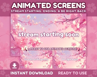 Animated Twitch Screens: Sakura Cherry Blossom Theme (Digital Download)