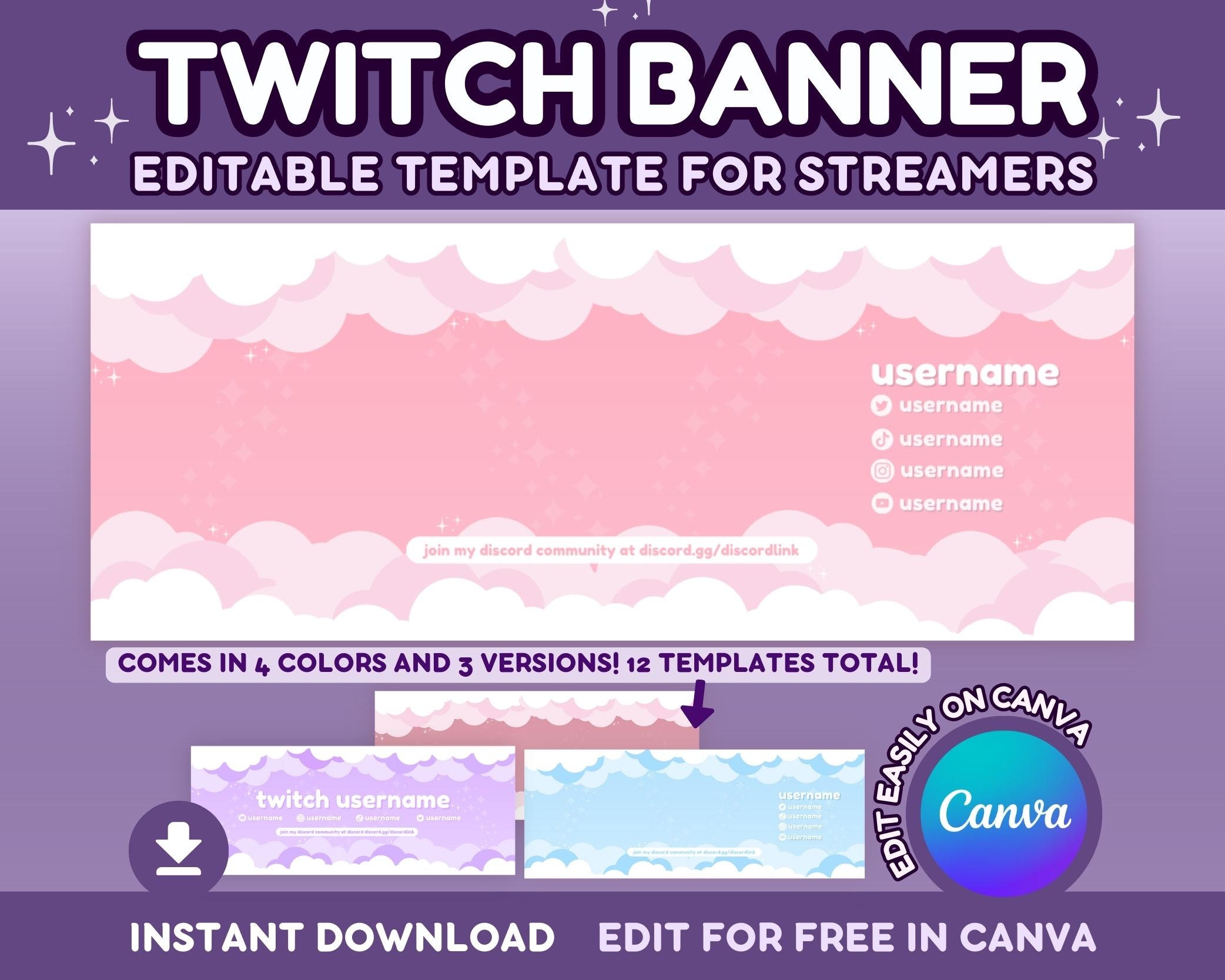 Twitch Banner Clouds Twitch Banner Kawaii Twitch (Instant Download