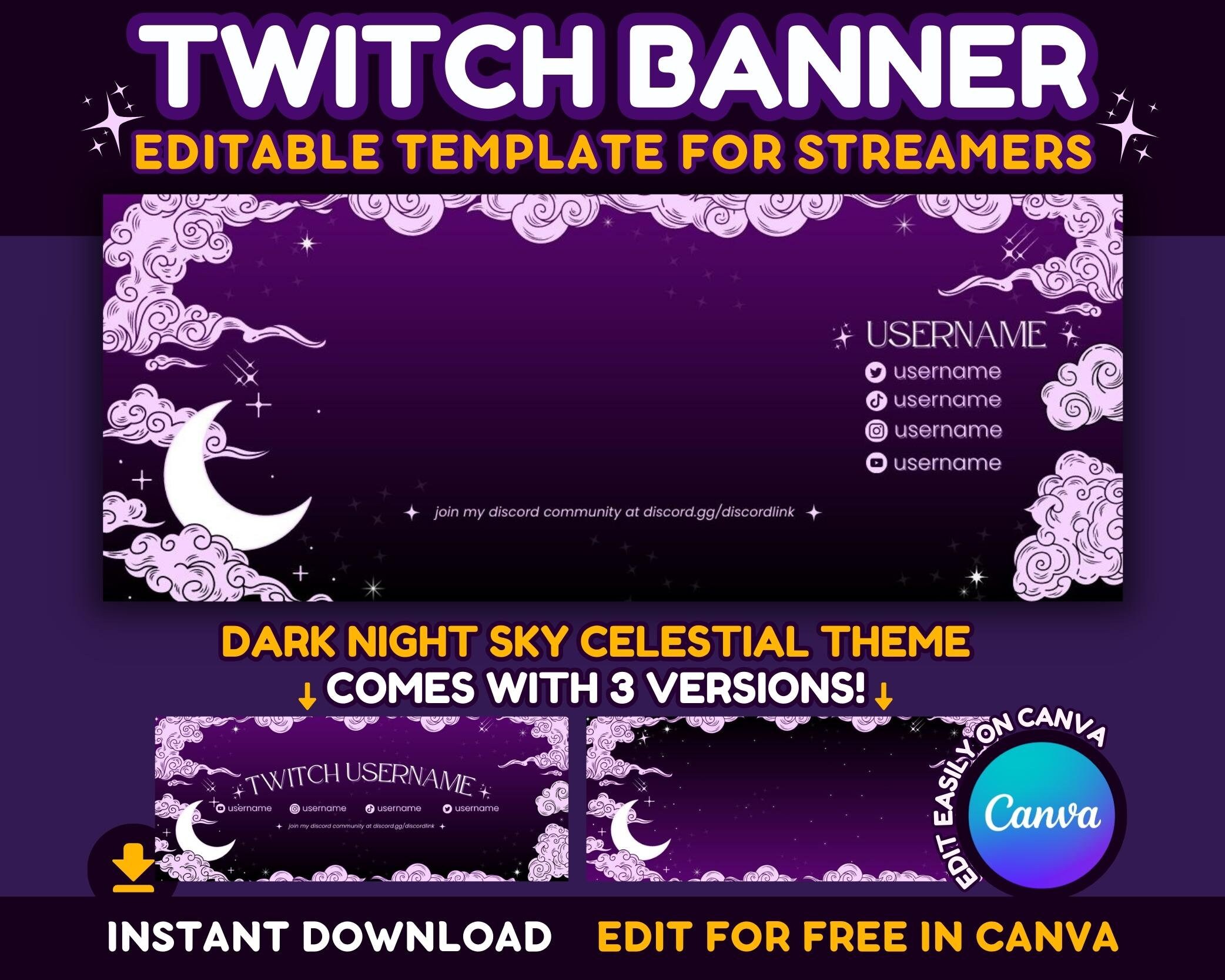 Twitch Banner Template Dark Night Celestial Sky Editable Customizable Twitch Banner Template Dark Night Celestial Sky Editable Customizable