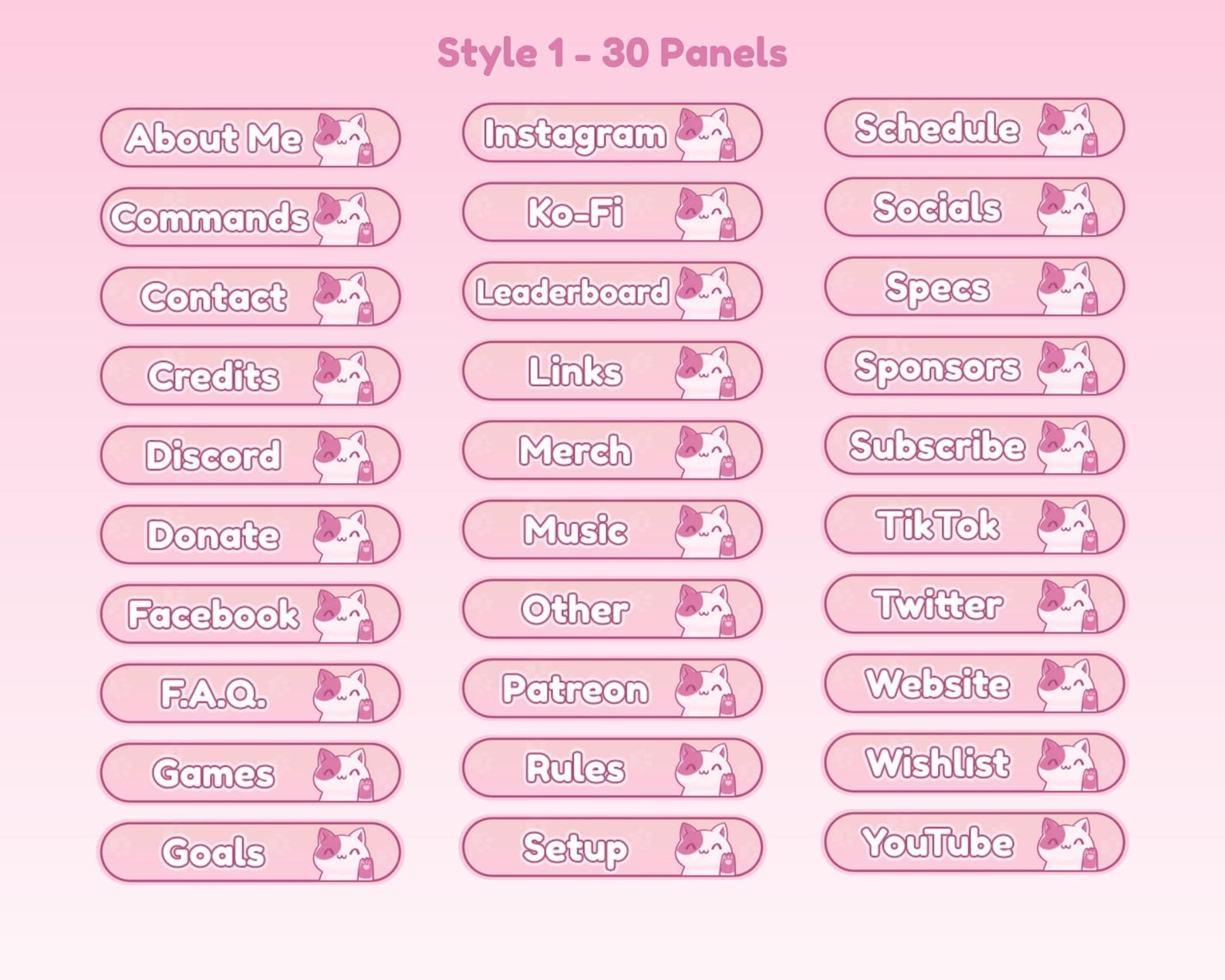 Cat Twitch Panels - 30 Ready to Use Kawaii Cat Panels for Twitch ...