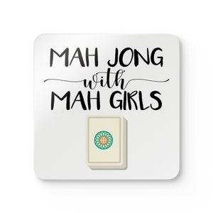 Mah Jong with Mah Girls  Corkwood Coaster Set
