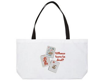 Whose Turn to Deal?  Mah Jong  large tote bag