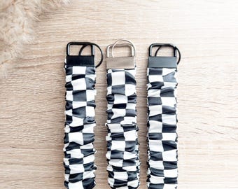 Scrunchy Keychain | Scrunchy Key Ring | Checkered Wristlets | Satin Scrunchy Wristlet | Wristlet | Scrunchy Key Fob | Key Fob Satin Scrunchy