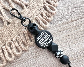 Keychains | Anti Social Moms Club | Mom Keychains | Gifts For Her | Silicone Keychains | Checkered Keychains | Moms Club Keychain