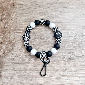 Pulseras / Pulseras con llaveros / Pulseras con cara sonriente / Pulseras de silicona Pulseras con llaveros / Llavero de esqueleto / Pulsera a cuadros