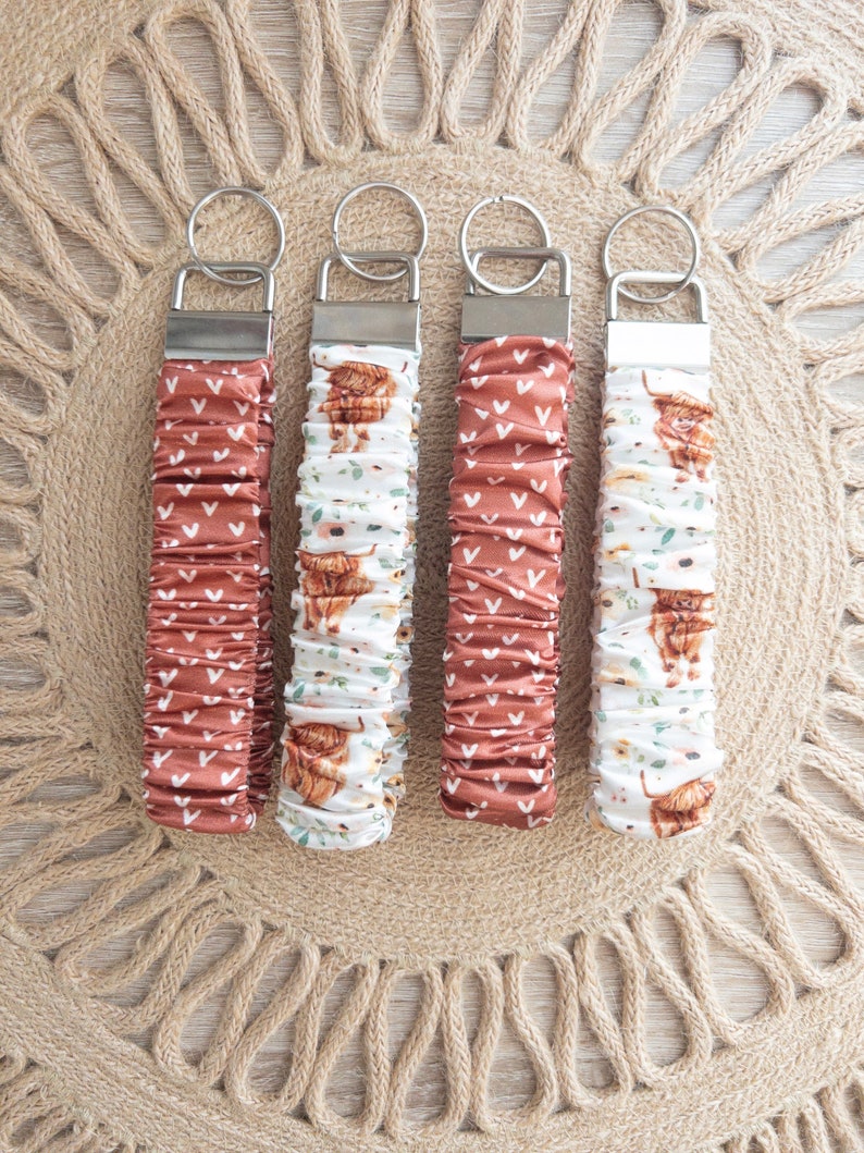 Rust Keychains Scrunchy Wristlet | Scrunchy Keychains | Satin Scrunchy Keychain ...
