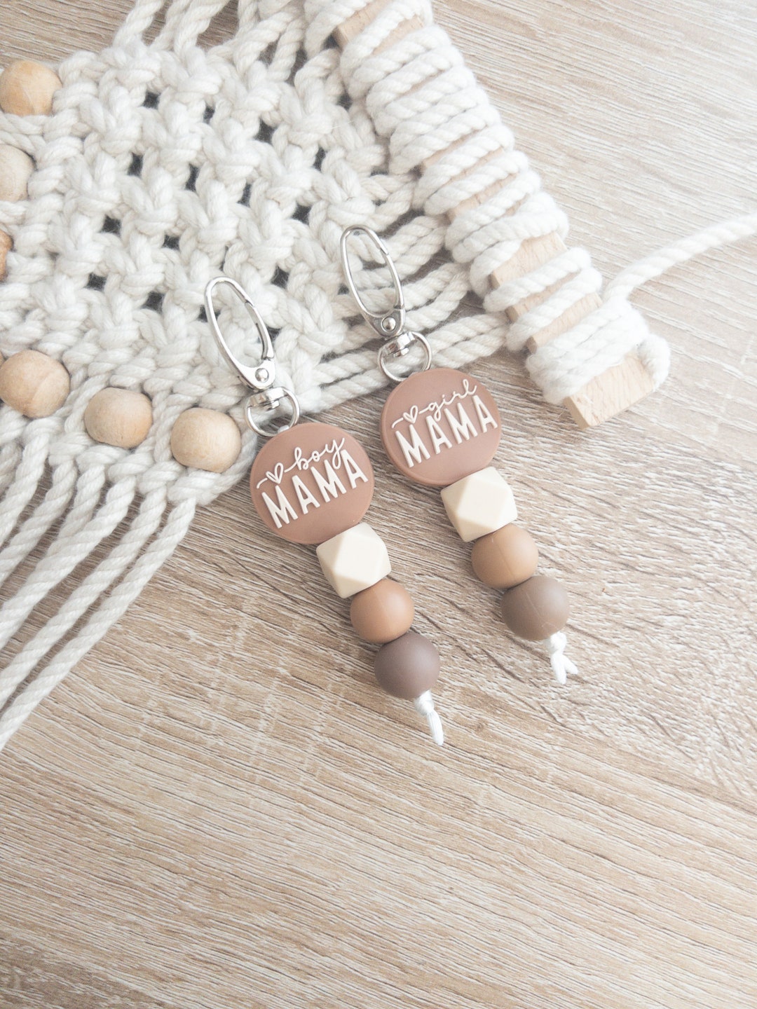 Mom Keychains Boy Mom Keychains Girl Mom Keychains Silicone Beaded