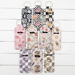 Lip Balm Keychain Holders | Chapstick Keychain Holders | Checkered Lip Balm Keychains | Cute Lip Balm Keychain Holders | Lip Gloss Keychain