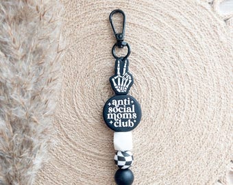Keychains | Keychain Accessories | Anti Social Moms Club | Mom Keychains | Gifts For Her | Silicone Keychains | Checkered Keychains