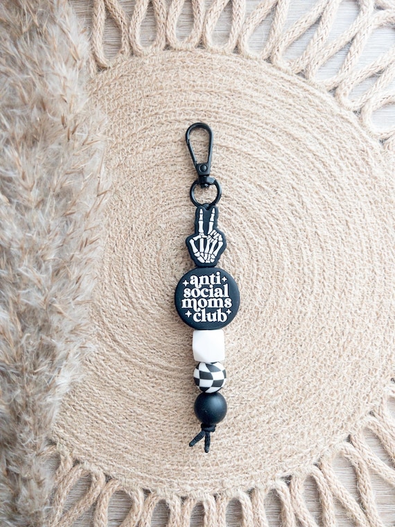 Keychains | Keychain Accessories | Anti Social Moms Club | Mom Keychains | Gifts For Her | Silicone Keychains | Checkered Keychains