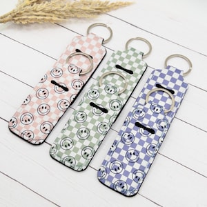 Checkered Lip Balm Holders | Lip Gloss Keychains | Chapstick Keychain Holder | Backpack Keychains | Mom Must Haves | Cute Chap Stick Holders