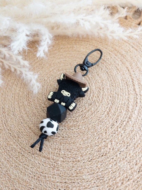 Keychains Highland Cow Silicone Bead Keychains Highland Cow
