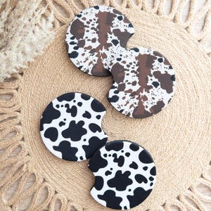 Car Coasters | Cute Car Coasters | Cow Print Car Coasters | Car Accessories | Cow Print | Western Print | Sweet 16 Gifts | Gifts For Her