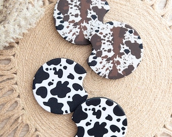 Car Coasters | Cute Car Coasters | Cow Print Car Coasters | Car Accessories | Cow Print | Western Print | Sweet 16 Gifts | Gifts For Her