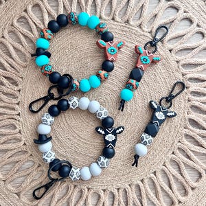 Wristlet Keychains | Keychain Wristlets | Western Keychains | Cow Keychains | Keychains | Wristlets | Keychain Wristlets | Silicone Beads