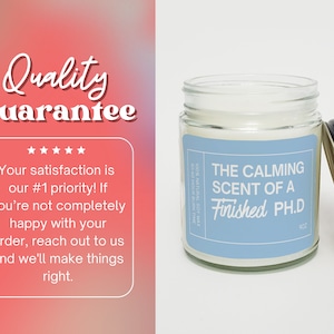Ph.D Graduation Gift, PHD Grad Gift, Funny Doctorate Graduation Gift, Doctoral Student Modern Candle Gift SC-872 image 3