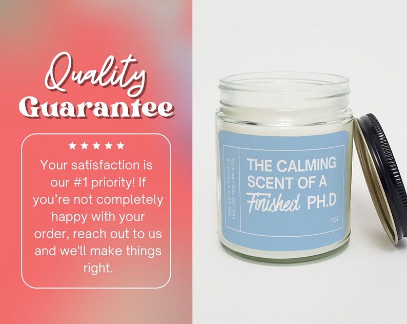 Ph.D Graduation Gift, PHD Grad Gift, Funny Doctorate Graduation Gift, Doctoral Student Modern Candle Gift SC-872 image 3