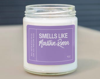 Smells Like Marathon Runner Soy Wax Candle - Gift For Marathon Runner - Marathon Gift, Marathon Decoration Candle C-690