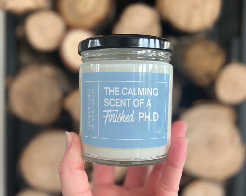 Ph.D Graduation Gift, PHD Grad Gift, Funny Doctorate Graduation Gift, Doctoral Student Modern Candle Gift SC-872 image 2