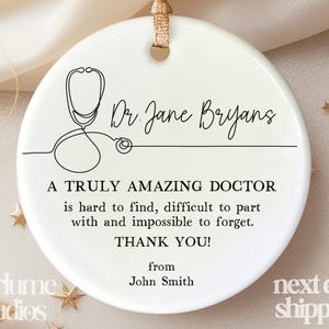 Thank You Ornament Gift for Doctor - Doctor Appreciation Gift - Doctor Retirement Gift - Doctor Christmas Ornament 2024 XM-188