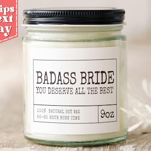 Badass Bride - Bride To Be Funny Gift from Bestfirend - Funny Bridal Shower Gift - Wedding Gift - Soy Wax Scented Candle C-568