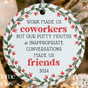 Coworker Christmas Gift - Coworker Funny Christmas Ornaments - Work Bestie, Work Friend Ornament - Office Exchange Gift 2024 XM-323