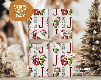 Christmas Gift Wrap Personalized, Custom Holiday Wrapping Paper, Kids Name Gift Wrap For Christmas Presents (STW-052)