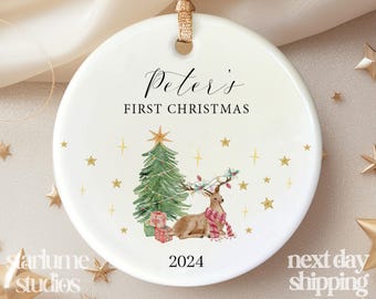 Personalized Baby's First Christmas Name Ornament - Baby's 1st Christmas - Keepsake Christmas Bauble Gift Ceramic Ornament XM-137