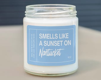 Smells Like A Sunset On Nantucket Soy Wax Candle, Nantucket Decoration Candle, Nantucket Massachusetts Gift, Eco Friendly 9oz. Candle C-737