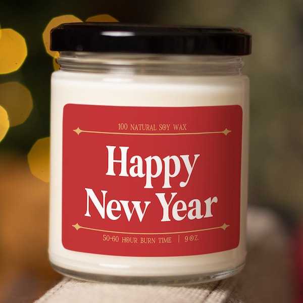 Happy New Year Gifts - Happy New Year Candle New Year's Ever Hostess Gift - Send New Year's Eve Gift - Happy New Year Card C-929