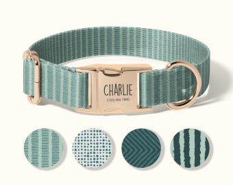 Personalized Dog Collar, Adjustable Nylon Collar with Custom Engraved ID Tag, Customizable Pet Name Collar for Dogs(SD-019)