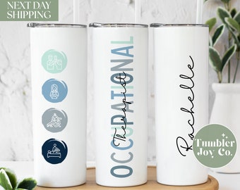 Custom Name Blue Occupational Therapist Tumbler for Appreciation - Gift for Best Nana - Nana Travel To Go Cup - Nana Tumbler T-375
