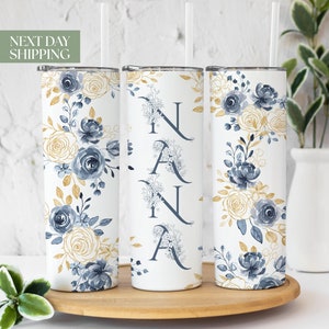 Floral Nana Tumbler for Grandma Mother&#39;s Day Gift - Cute Birthday Gift For Nana - Nana Travel, To Go Cup - Grandma Tumbler T-229