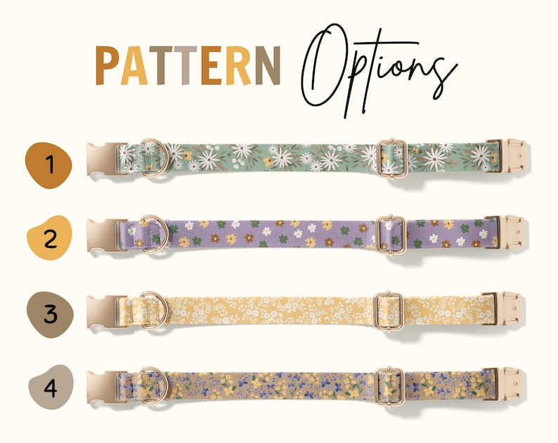 Personalized Dog Collar with Custom Engraved ID, Adjustable Floral Fabric Collar for Dogs, Durable Pet Collar with Engraving(SD-014) image 2