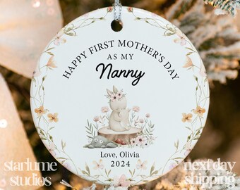 First Mothers Day Nana Gift - Personalized First Mother's Day Ceramic Ornament for New Nana, Nanna, Nanny, Nan XM-131