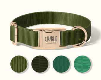 Personalized Dog Collar, Custom Engraved Name & Phone Number, Adjustable, Durable Nylon Collar, Various Colors Available(SD-008)