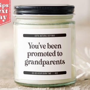 Promoted to Grandparents Pregnancy Announcement Gift for Grandparents to Be - Future Grandparents Candle - New Grandparents Gift C-360