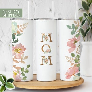 Mom Pink Floral Tumbler for Mom for Mother&#39;s Day - Floral Mother&#39;s Day Gifts For Mom - Floral Tumbler Gift For Mothers Day T-011-1
