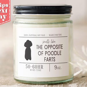 Smells Like the Opposite of Poodle Farts. Funny Poodle Dog Mom, Dad Gift - Gift for Poodle Owner - Soy Wax Scented Candle C-206