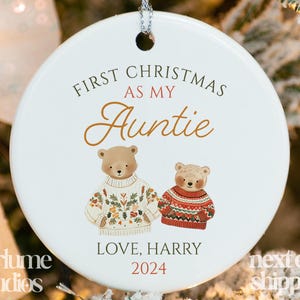 First Christmas as Alexander&#39;s Auntie Ornament - Personalized First Christmas as My Auntie - Baby’s 1st Christmas 2024 - Keepsake XM-419