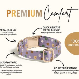 Personalized Dog Collar with Custom Engraved ID, Adjustable Floral Fabric Collar for Dogs, Durable Pet Collar with Engraving(SD-014) image 4