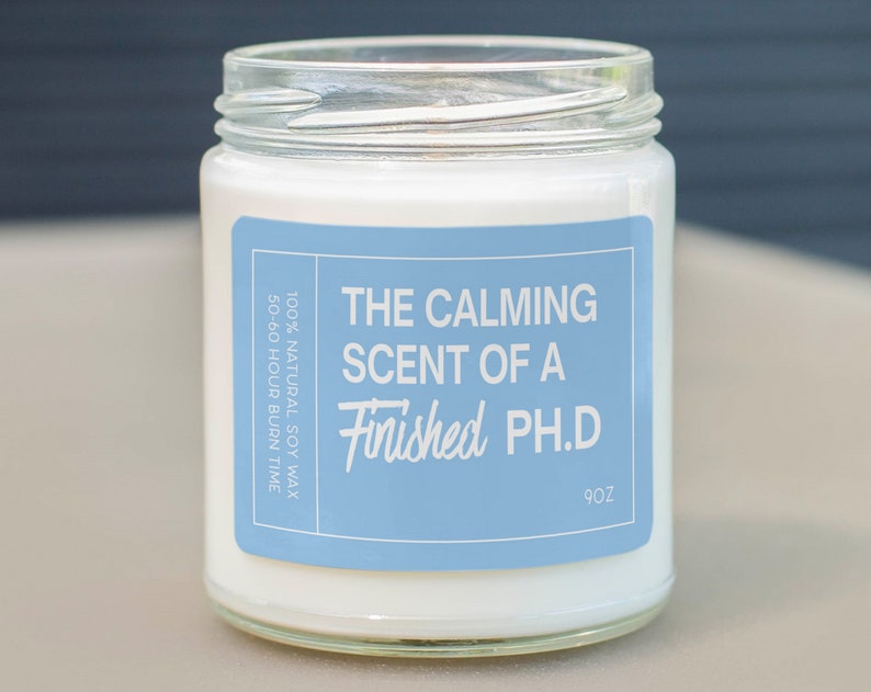 Ph.D Graduation Gift, PHD Grad Gift, Funny Doctorate Graduation Gift, Doctoral Student Modern Candle Gift SC-872 image 1