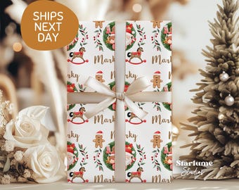 Christmas Gift Wrap Personalized Name Paper: Custom Santa Wrapping Paper, Holiday Gift Wrapping For Kids (STW-025)