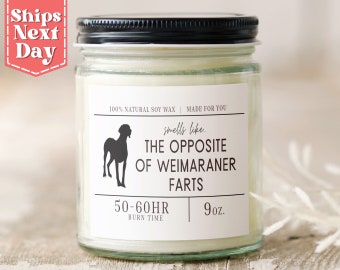 Smells Like the Opposite of Weimaraner Farts. Funny Weimaraner Dog Mom, Dad Gift - Gift for Weimaraner Owner - Soy Wax Scented Candle SC-244