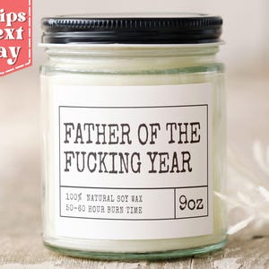 Father of the Year - Funny Candle Gift for Dad - Father&#39;s Day Gift for Dad From Children - Funny Gift Ideas - Soy Wax Candle C-431