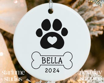 Personalized Dog Christmas Ornament - Personalized Cat Ornament - Pet Ornament 2024 - Custom Dog Name Christmas Ornament XM-372