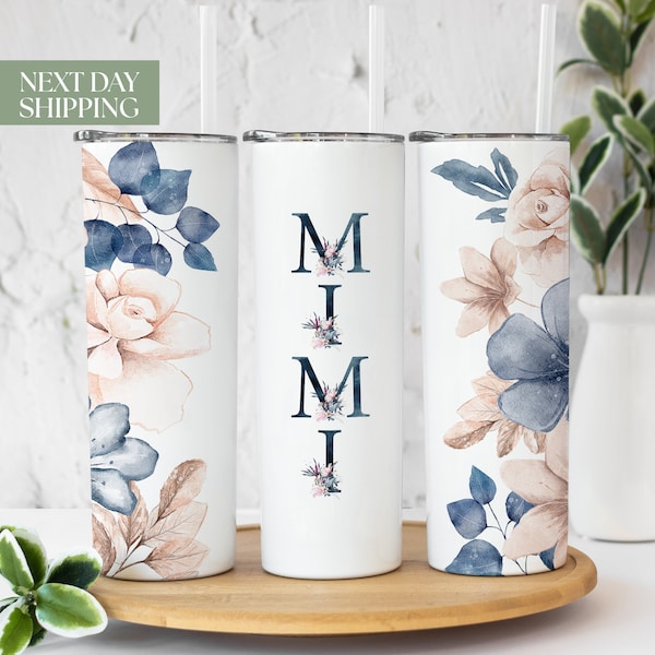 Mimi Blue Floral Tumbler for Grandma for Mother's Day - Mother's Day Gift for Grandma - Mimi Travel Mug - Tumbler for Mother's Day T-002-2